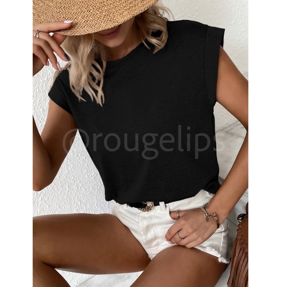 Black Crew Neck Muscle Tee Top - Picture 5 of 11